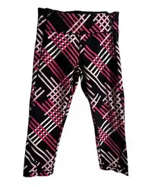 Tommy Hilfiger Performance Leggings Womens M Pink Plaid Stretch Active Crop