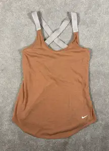 nike criss cross back tank top brown xs running