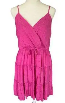 Francesca's  women's XL magenta tie at waist A-line dress with sequin