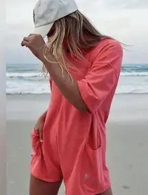 FP Movement Hot Shot tee romper coral neon hibiscus tulip free people onesie