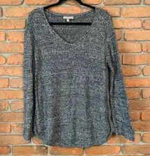 Banana Republic Gray Marled Knit Sweater with Side Zippers Long Sleeve Size L