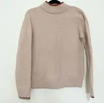 Bohme Womens Small Fuzzy Sweater Pale Pink Mock Neck Long Sleeve