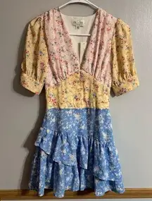 Jun & Ivy Floral Dress in Pink, Yellow, and Blue Size XXS