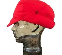 Eddie Bauer Red Trapper Hat Ear Flaps OS Quilted Warm Cozy Trap Utility