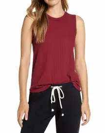 PJ Salvage merlot sleeveless thermal waffle tank