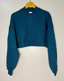 Gymshark Rest Day Crewneck Sweatshirt Cropped Pullover Steel Blue Marl | M