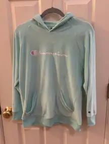 Champion Light Blue Hoodie Velvet Hoodie