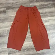 Halara Rust Wide-Leg Pants with Pockets Medium High waist Cargo Pull on