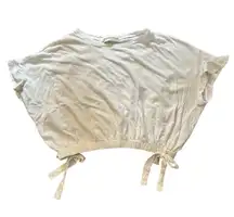 White Short Sleeve Drawstring Crop Top with Bows