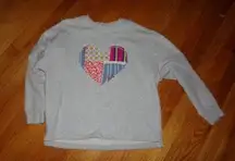 BP retro heart quilted look embellished gray sweat shirt S NWOT