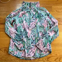 Lilly Pulitzer ocean print half zip pullover size medium