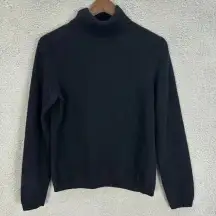 Neiman Marcus cashmere sweater womens large‎ black turtleneck minimalist basic