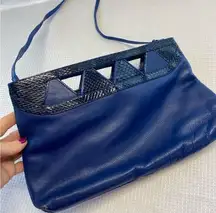 Vintage 80s / 90s Magnum fashion Jewel tone Sapphire Blue Clutch / Shoulder bag