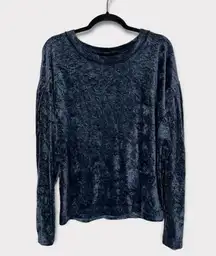 We The Free People Nora Crushed Velvet Oversized Pullover Sweatshirt Medium Gray