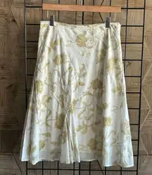 Max Studio Womens Pencil Skirt 8 Cream & Gold Floral Lined Cotton Cottagecore