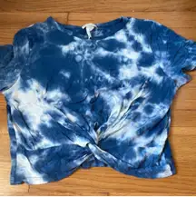 Blue And White Tye Dye Crop Top