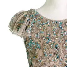 Mac Duggal  Embellished Cut Out Lace Up Back Beaded Sequin Gown Size 8 NWT