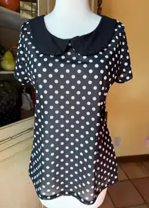 Free Kisses Black and White Polka Dot Blouse