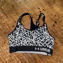 Under Armour black & white abstract strappy XS sporty bra