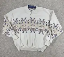 Vintage 90's Art Unlimited Aztec Sweatshirt Womens M White Brown Phoenix Fleece