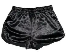 American Apparel Vintage Women's Size L Black Shiny Satin Pull On Jogger Shorts