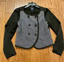 Gap tweed front double breast mixed media blazer xs