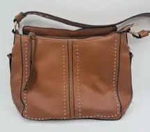 MONTANA WEST Studded Saddle Tan Leather Purse Concealed Carry Handbag cognac‎