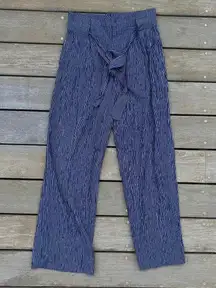 NWT Roller Rabbit Navy Blue Pin Striped Minna Pants Wide Leg Cotton Trousers