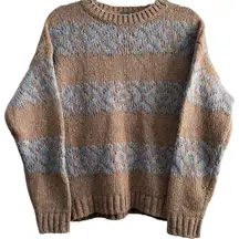 NWT VTG Elsamanda Italy Wool Mohair Blend Chunky Sweater Fair Isle Nordic Knit L