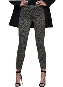 Good American Good waist crop sage leopard high waist skinny jeans size  28