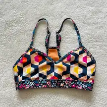 Geometric and Floral Mix Print Sports Bra