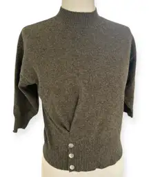 3.1 Phillip Lim Cashmere Sweater Mock Neck Pullover 3/4 Sleeve Green XS