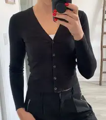 H&M black button down sweater jacket fitted and slightly cropped / Size XS