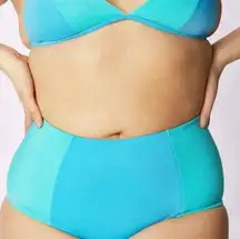 Parade Blue Crush Bikini Womens Small Blue High Waist Color Block Triangle