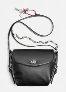 Zara Black Crossbody Bag with Chain Accent
