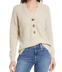 Madewell Lyle Ribbed Henley Sweater in Lighthouse Size M
