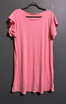 Zenana pink flutter sleeve classic minimalist dress 