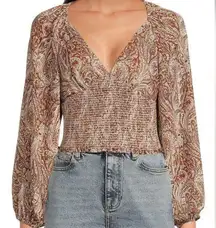 Gianni Bini NWT Paisley Western Chic Smocked Crop Size Small