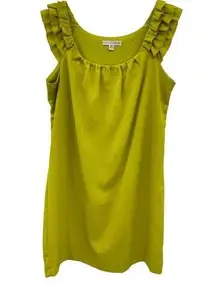 Madison Leigh Womens Green Sleeveless Ruffle Round Neck Dress Size 12 Lined