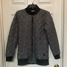 The North Face Mod Heather Gray Insulated Quilted Bomber Jacket Womens Size Sm