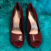 Jessica Simpson  NWOB dark red peep toe heels