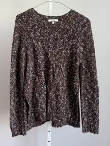 Madewell Cable Knit Sweater Burgundy Gray Ivory Women's Size‎ M Medium
