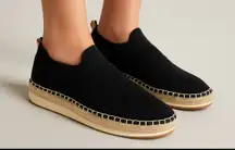 Sugar Black Knit Espadrille Sneakers – Size 7 – New(B8)