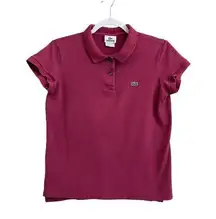 Lacoste Polo Shirt Womens 42/10 Maroon Short Sleeve Logo Preppy Comfort