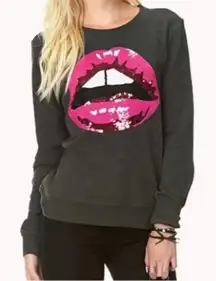 Pink Sequin Lip Sweater Forever 21 Barbiecore Size Small Like New!‎