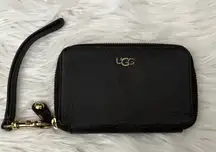 UGG Black Leather Wristlet with Gold Accents