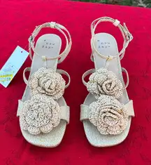Nwt Women's Esme Floral Crochet Kitten Heels - A New Day size 8 3d beach summer