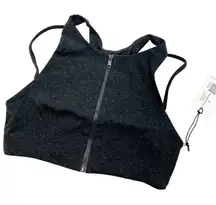 Weworewhat double strap zip up bra in heather Grey size small NWT