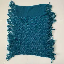 Women’s Beautiful Scarf Worn Once Teal Blue Fringe Sequins Soft GORGEOUS