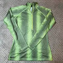 Nike Pro Womens Sweater SZ L Green Pull Over 1/4 Zip Base Layer Bright Colorful